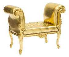 Panca Panchetta In Legno foglia oro Stile Luigi XVI tessuto eco-pelle dorata