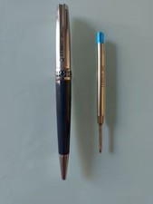Cerruti 1881 Classic rarissima unica penna a sfera lacca blu e cromo -ECCELLENTE