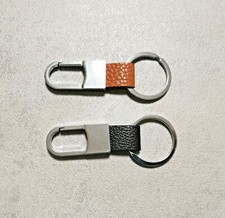 Portachiavi Auto in Ecopelle e Metallo Elegante Chiusura Gancio Nero/marrone