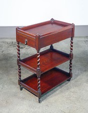 ⚜️ ANTICO ETAGERE FRANCIA LEGNO ROVERE TAVOLINO CARRELLO 3 RIPIANI CASSETTO 1800