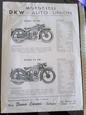 DKW AUTO-UNION BRUNO CAVANI  DEPLIANT SB 350-SB 250 +MOTOCARRO ERCOLE ORIGINALE!