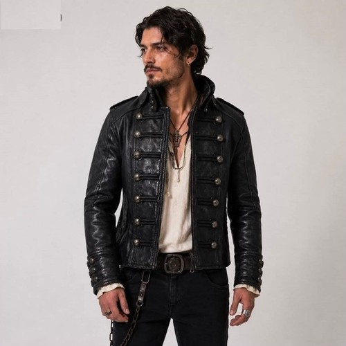 Giacca pelle militare - , nera