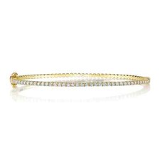 14K Oro Giallo Diamante Braccialetto Corona Incastonato Naturale Taglio Rotondo