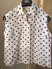 CAMICIA SENZA MANICHE BIANCA A POIS BLU - TAGLIA UNICA