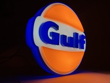 GULF Insegna targa luminosa lighted led logo Light Box Esso Tamoil Eni Total.