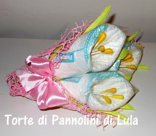 Torta pannolini bouquet fiori - torta,