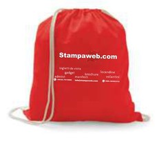 50 Sacca in cotone con coulisse, zaino colore rosso stampato, personalizzato