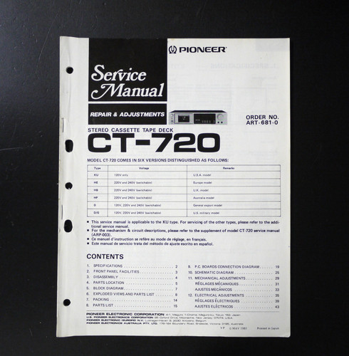 Originale pioneer 720 - pioneer, ct-720
