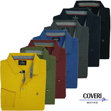 Maglia a Polo Uomo Manica Lunga Sportiva Caldo Cotone Felpata Jersey Blu COVERI