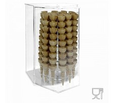E-521 PCN Porta coni gelato in plexiglass trasparente da banco con anta girevole