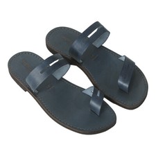 Scarpe Sandali uomo infradito in pelle e cuoio per il mare Etnici Blu scuro