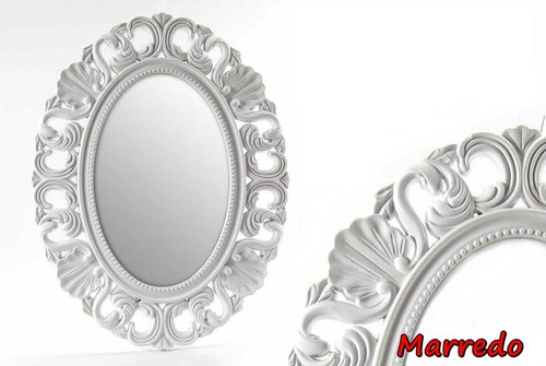 Specchio bianco ovale - bianco, legno