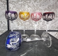 Vintage Cristallo Romano, bicchieri da vino, molati, vari colori, 20,5 cm