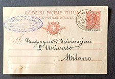 LA CANEA CARTOLINA POSTALE DI STATO VIAGGIATA 1909 RARA UFFICI POSTALI ESTERO