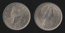 REGNO UNITO 10 NEW PENCE 1968
