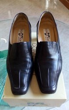 Scarpe Donna Soft 38 vera pelle nere linea comfort comoda mocassini tacco cuoio