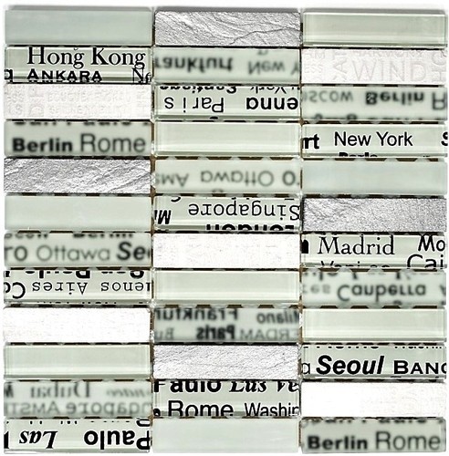 Mosaico vetro bianco argento - mosaico,