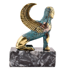 Statua antica mitologia greca sfinge ottone 4,68 pollici-11,9 cm base marmo f...