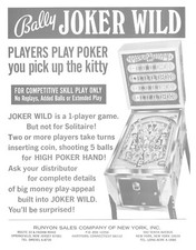 Joker Wild Bally Bingo Pinball