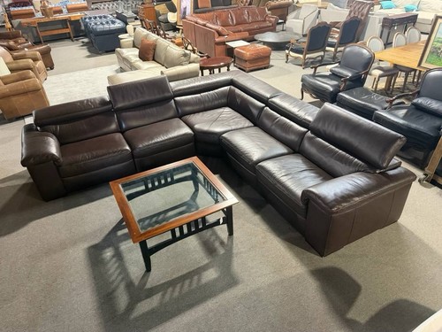 Natuzzi leather sectional sofa - leather,