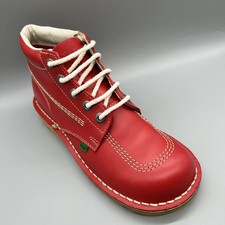 Stivaletti Kickers Kick Hi in pelle rossi punta tonda uomo UK 8 Oasis Liam Gallagher