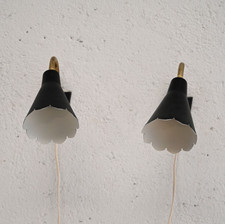 MidCentury Coppia di appliques nere anni '50/'60, design scandinavo vintage, 50s