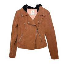 We The Free Harriet Giacca Moto Pelle Vegan con Cappuccio Cioccolato Donna S