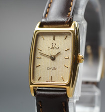 Vintage 1984 [quasi come nuovo] Omega De Ville 591.0270 17 mm quadrante oro...