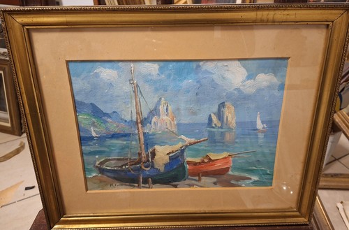 Dipinto olio marina - olio, .