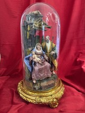 Natività campana vetro 25x50 presepe napoletano artigianale