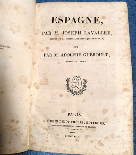 1844 spagna lavallèe libro - spagna,