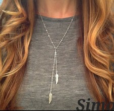 COLLANA DONNA LUNGA PIUME ORO ARGENTO REGALO SCONTI MAGLIA SOTTILE PENDENTE SEXY