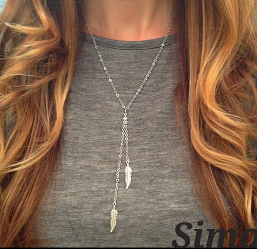 Collana donna lunga piume oro - lunga,