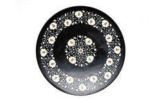 Tavolo In Marmo 21" In Pietre Semipreziose Intarsiate A Mano