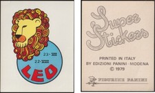 LEO LEONE ZODIACO - FIGURINA PANINI SUPER STICKERS - 1979 NEW CON VELINA
