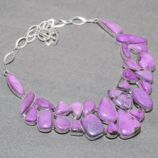 Collana gioielli etnici fatti a mano con pietre preziose viola 18"" SR 6976