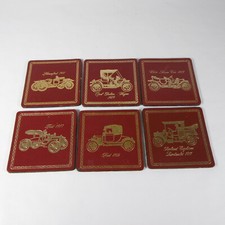 H876 SERVIZIO SET 6 SOTTOBICCHIERI SOTTO BICCHIERI INGLESI DA PUB AUTO D'EPOCA