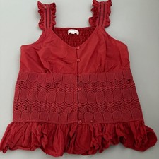ADIVA Red Smocked Crochet Lace