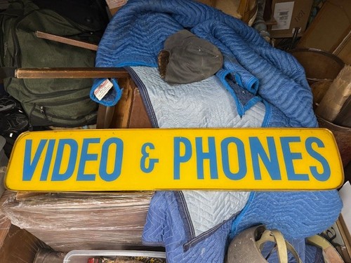 Vintage video and phones sign - vintage,