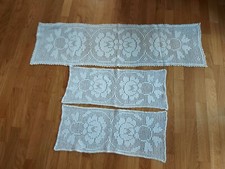 SET TRE RUNNER BIANCHI IN COTONE LAVORAZIONE A FILET all'uncinetto ANNI '80