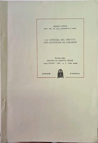 Certezza del diritto una - del,