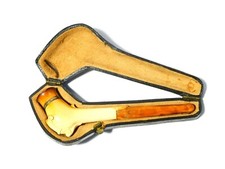 19thC Barcelona Hand Carved Sepiolite Seafoam Cheroot Cased Restored Stem  #45