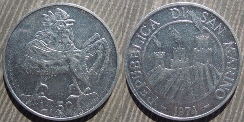 San marino 50 lire - , 1974