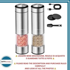 Set macina sale e pepe elettrico ricaricabile USB in acciaio inox (2 pz)
