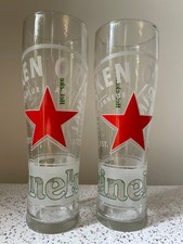2 x Heineken Pint Glasses Red