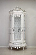 Vetrina cristalliera Luigi XV stile barocco moderno bianco argento swarovski AL3