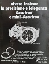BULOVA Pubblicità 1972 OROLOGIO ACCUTRON MINI E SNORKEL originale 1 pagina