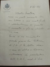 1944 LETTERA AUTOGRAFA FALCONE LUCIFERO MINISTRO CASA DI SUA MAESTA' IL RE