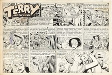 George Wunder, Terry and the Pirates, Sunday strip original art, April 3, 1960