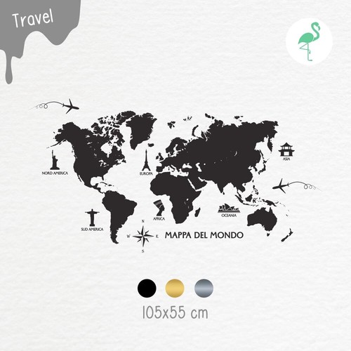 Adesivo parete grande mappa - adesivo,